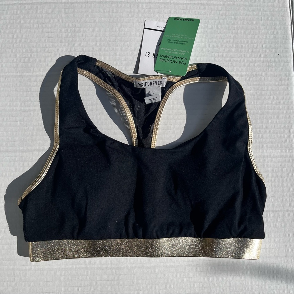 Gold and black sports bra NWT
